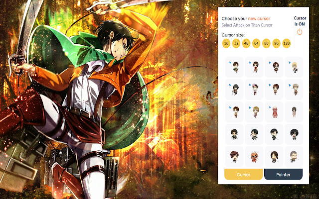 Attack on Titan Cursor  from Chrome web store to be run with OffiDocs Chromium online