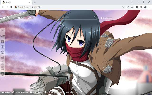 Tapetul Attack on Titan Mikasa din magazinul web Chrome va fi rulat cu OffiDocs Chromium online