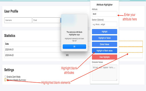 Attribute Highlighter  from Chrome web store to be run with OffiDocs Chromium online