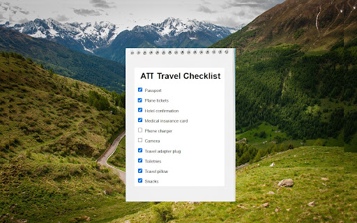 ATT Travel Checklist  from Chrome web store to be run with OffiDocs Chromium online