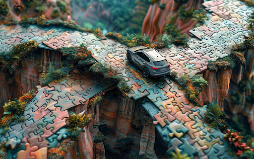 ATVs crossing bridges are puzzle pieces  from Chrome web store to be run with OffiDocs Chromium online