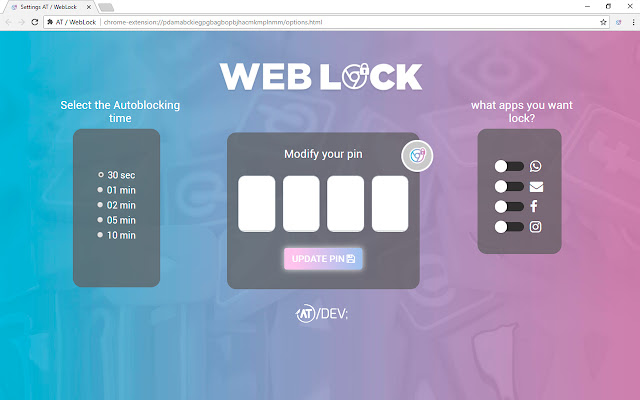 AT / WebLock  from Chrome web store to be run with OffiDocs Chromium online