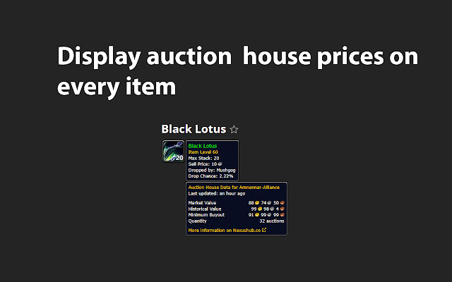 Auctionoton: Auction House Prices for Wowhead  from Chrome web store to be run with OffiDocs Chromium online