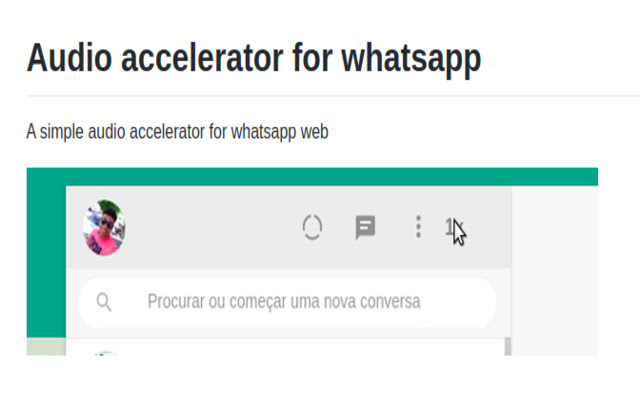 Audio accelerator for whatsapp  from Chrome web store to be run with OffiDocs Chromium online