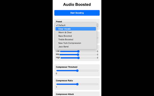 Audio Boosted by ChosenMasters.com  from Chrome web store to be run with OffiDocs Chromium online