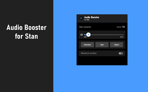 Audio Booster for Stan  from Chrome web store to be run with OffiDocs Chromium online