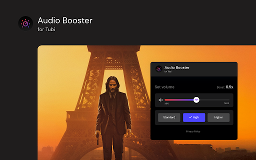 Audio Booster for Tubi  from Chrome web store to be run with OffiDocs Chromium online