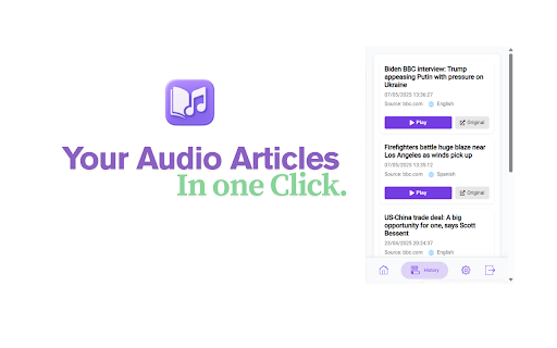 AudioBrief  from Chrome web store to be run with OffiDocs Chromium online