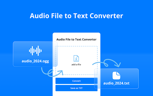 Audio File to Text Converter  from Chrome web store to be run with OffiDocs Chromium online