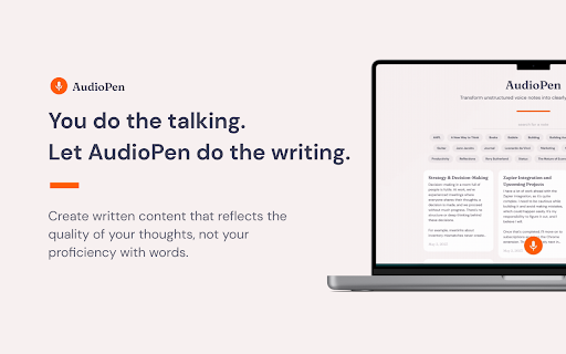 AudioPen  from Chrome web store to be run with OffiDocs Chromium online