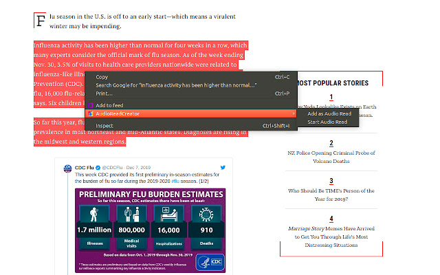 AudioReadCreator  from Chrome web store to be run with OffiDocs Chromium online
