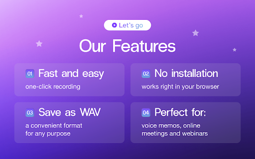 Audio Recorder  from Chrome web store to be run with OffiDocs Chromium online