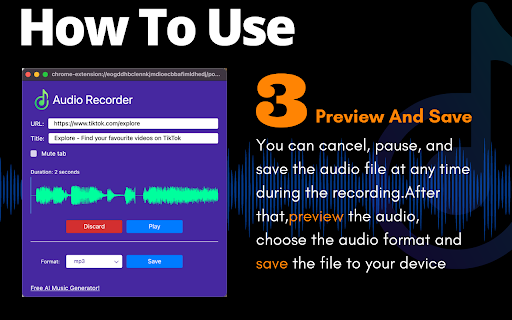 Audio Recorder Online Capture Screen Audio  from Chrome web store to be run with OffiDocs Chromium online