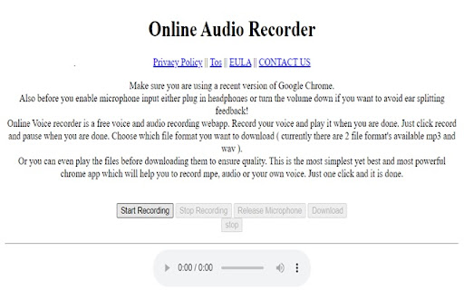 Audio Recorder | Voice Recorder  from Chrome web store to be run with OffiDocs Chromium online