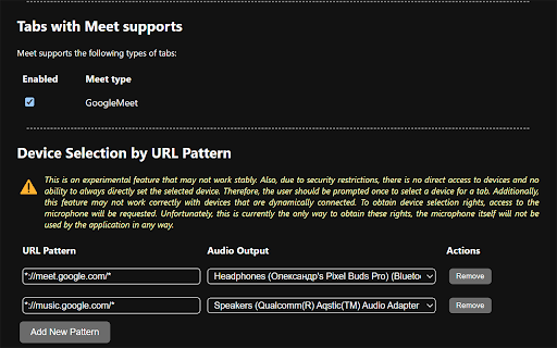 Audio Selector  from Chrome web store to be run with OffiDocs Chromium online