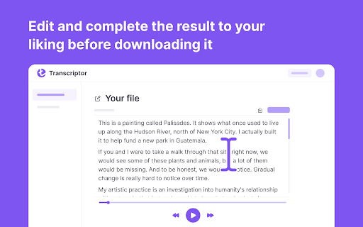 Audio SpeechScribe: Audio to Text  from Chrome web store to be run with OffiDocs Chromium online