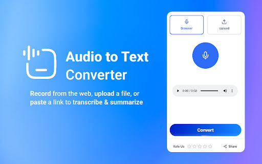 Audio to Text Converter  from Chrome web store to be run with OffiDocs Chromium online