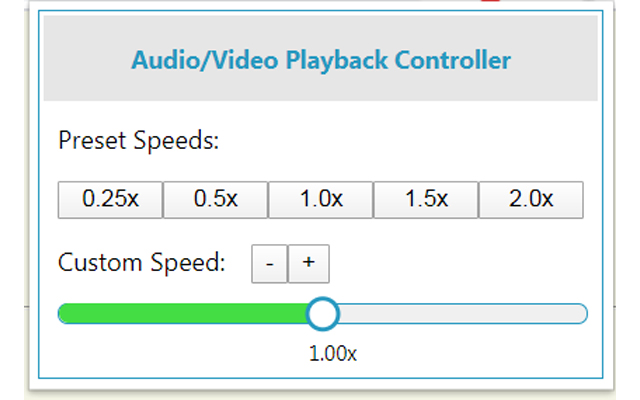 Audio/Video Playback Speed Controller  from Chrome web store to be run with OffiDocs Chromium online
