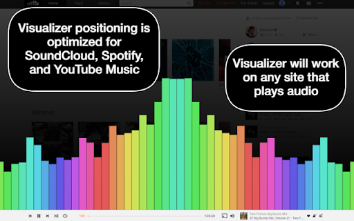 Audio Visualizer AudioVibe  from Chrome web store to be run with OffiDocs Chromium online