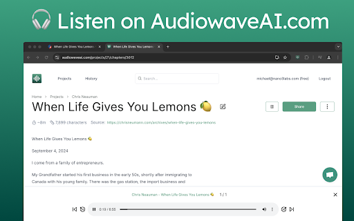 AudiowaveAI  from Chrome web store to be run with OffiDocs Chromium online