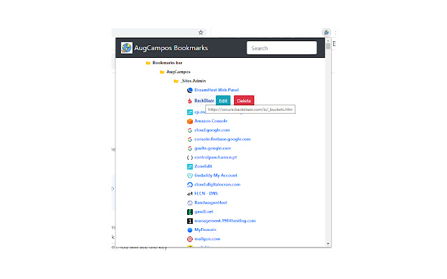 AugCampos Bookmarks  from Chrome web store to be run with OffiDocs Chromium online