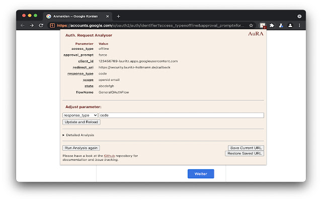 AuRA Auth. Request Analyser  from Chrome web store to be run with OffiDocs Chromium online