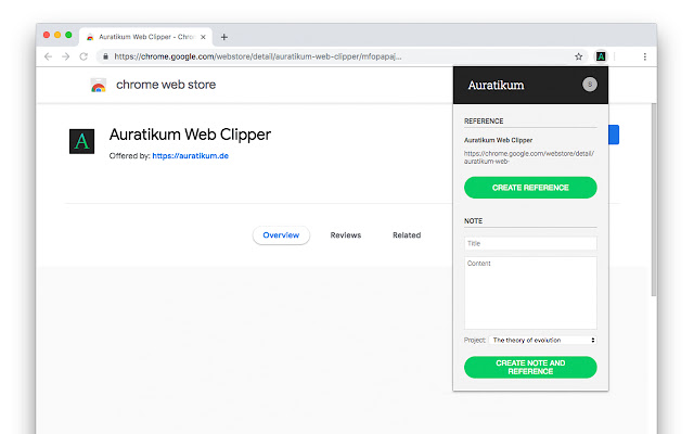 Auratikum Web Clipper  from Chrome web store to be run with OffiDocs Chromium online