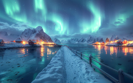 Aurora Borealis over a Seaside Landscape  from Chrome web store to be run with OffiDocs Chromium online