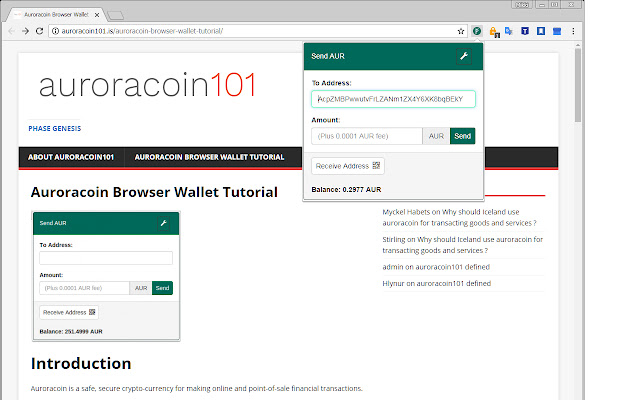 Auroracoin Browser Wallet  from Chrome web store to be run with OffiDocs Chromium online