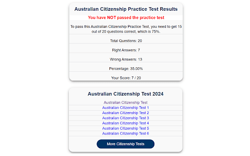 Australian Citizenship Test  from Chrome web store to be run with OffiDocs Chromium online