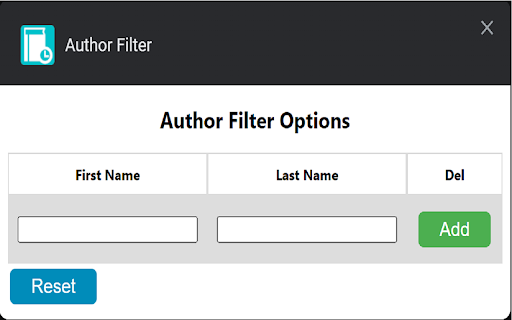 Author Filter  from Chrome web store to be run with OffiDocs Chromium online