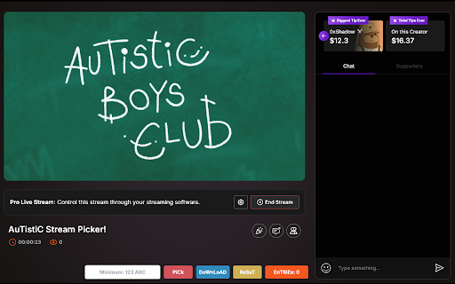 AuTistiC Stream Picker  from Chrome web store to be run with OffiDocs Chromium online
