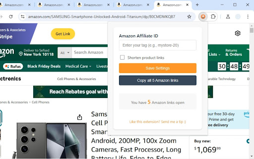 Auto Amazon Link Cleaner  from Chrome web store to be run with OffiDocs Chromium online