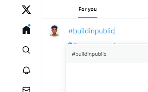 Auto Append #buildinpublic  from Chrome web store to be run with OffiDocs Chromium online