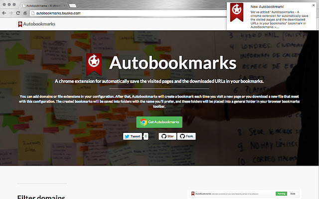 AutoBookmarks  from Chrome web store to be run with OffiDocs Chromium online