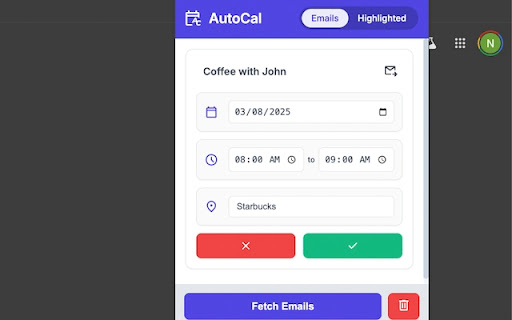 AutoCal  from Chrome web store to be run with OffiDocs Chromium online