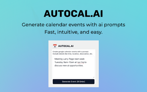 AutoCal.ai  from Chrome web store to be run with OffiDocs Chromium online