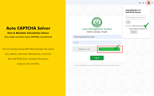 Auto CAPTCHA Solver  from Chrome web store to be run with OffiDocs Chromium online