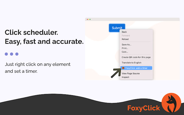 Auto Click Scheduler FoxyClick  from Chrome web store to be run with OffiDocs Chromium online