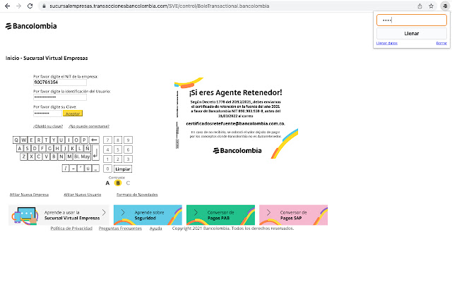 Autocomplete For Bancolombia Empresas  from Chrome web store to be run with OffiDocs Chromium online