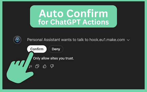 Auto confirm for ChatGPT Actions  from Chrome web store to be run with OffiDocs Chromium online