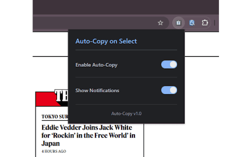 Auto Copy on Select  from Chrome web store to be run with OffiDocs Chromium online