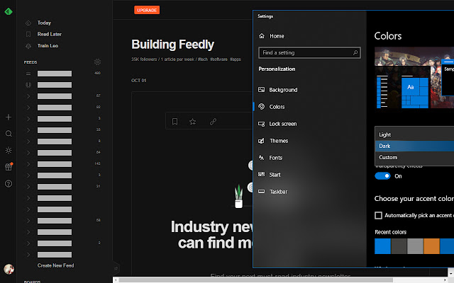 Auto Dark Theme for Feedly  from Chrome web store to be run with OffiDocs Chromium online