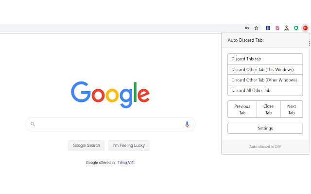 Auto Discard Tab  from Chrome web store to be run with OffiDocs Chromium online