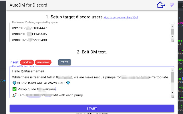 AutoDM for discord  from Chrome web store to be run with OffiDocs Chromium online