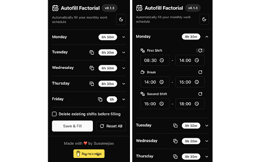 Autofill Factorial  from Chrome web store to be run with OffiDocs Chromium online