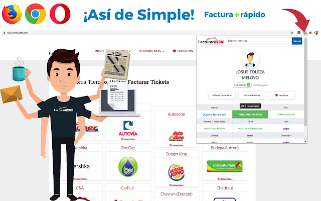 AutoForm Facturar Tickets  from Chrome web store to be run with OffiDocs Chromium online