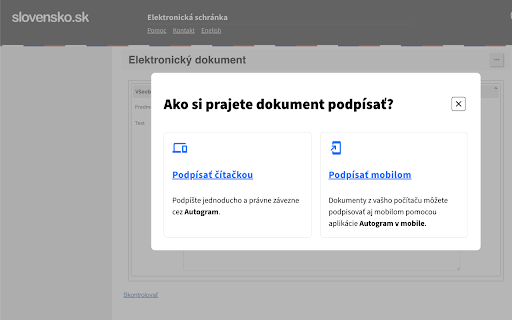 Autogram na štátnych weboch  from Chrome web store to be run with OffiDocs Chromium online