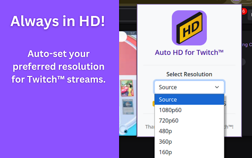 AutoHD for Twitch™  from Chrome web store to be run with OffiDocs Chromium online