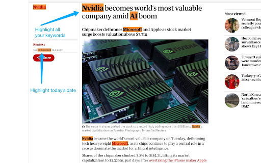 Auto Highlighter  from Chrome web store to be run with OffiDocs Chromium online